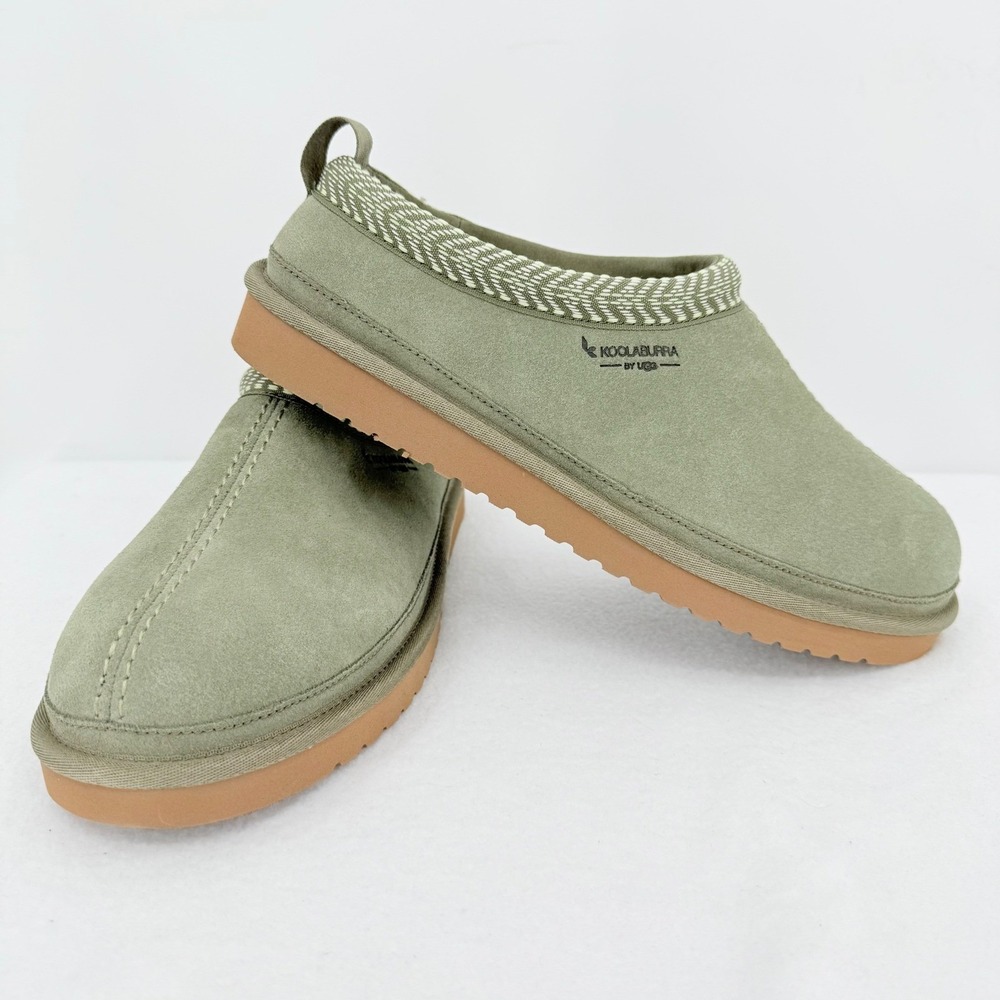 Koolaburra by UGG Women's Burree Suede Green Faux Fur Lined Slippers Sz 12 NWOB
